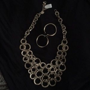 Stunning bib necklace with brushed gold patina